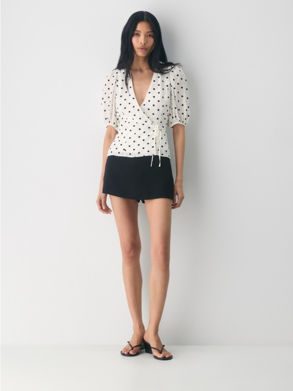 Aritzia Wilfred Cream Polka Dot Lexis Blouse - XS